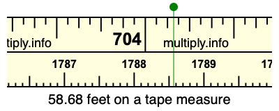 58.68 feet on a tape measure