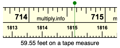 59.55 feet on a tape measure
