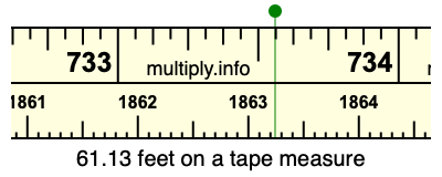 61.13 feet on a tape measure