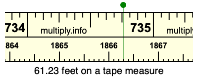 61.23 feet on a tape measure