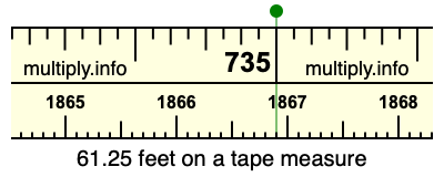 61.25 feet on a tape measure