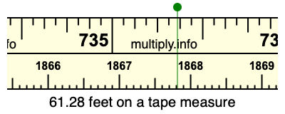 61.28 feet on a tape measure