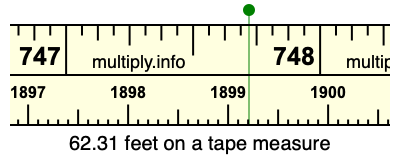 62.31 feet on a tape measure