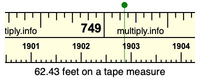 62.43 feet on a tape measure