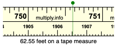 62.55 feet on a tape measure