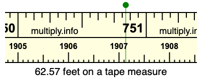 62.57 feet on a tape measure