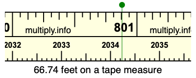 66.74 feet on a tape measure