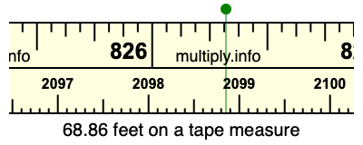 68.86 feet on a tape measure