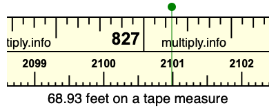 68.93 feet on a tape measure
