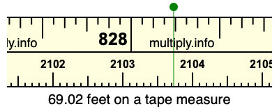 69.02 feet on a tape measure