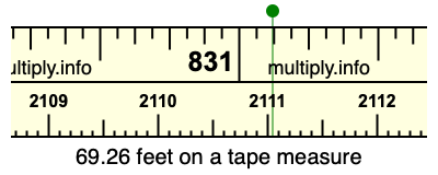 69.26 feet on a tape measure