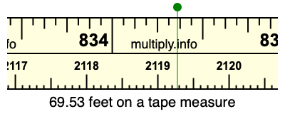 69.53 feet on a tape measure