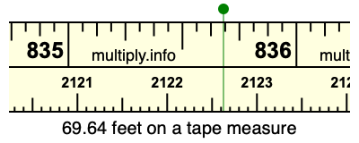 69.64 feet on a tape measure