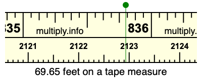 69.65 feet on a tape measure