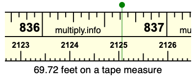 69.72 feet on a tape measure