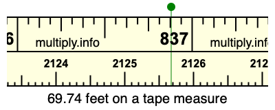 69.74 feet on a tape measure