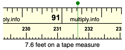 7.6 feet 2024 in cm