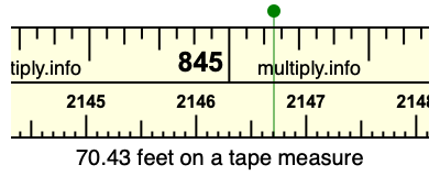 70.43 feet on a tape measure