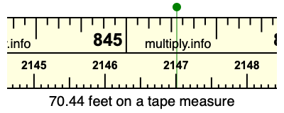 70.44 feet on a tape measure