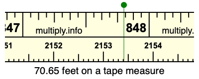 70.65 feet on a tape measure