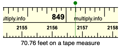 70.76 feet on a tape measure