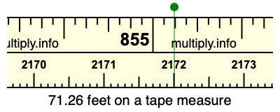 71.26 feet on a tape measure