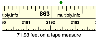 71.93 feet on a tape measure