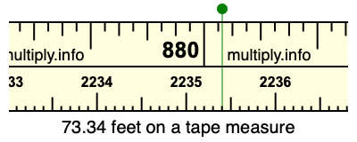 73.34 feet on a tape measure