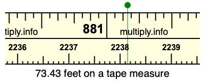 73.43 feet on a tape measure
