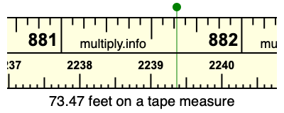 73.47 feet on a tape measure