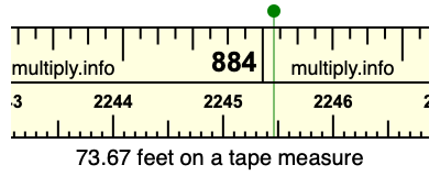 73.67 feet on a tape measure