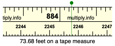 73.68 feet on a tape measure