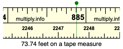 73.74 feet on a tape measure