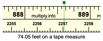 74.05 feet on a tape measure