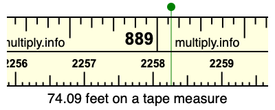 74.09 feet on a tape measure