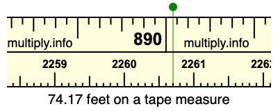 74.17 feet on a tape measure