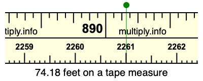 74.18 feet on a tape measure