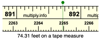 74.31 feet on a tape measure