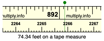 74.34 feet on a tape measure