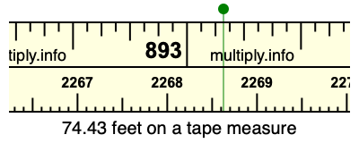 74.43 feet on a tape measure