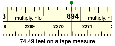 74.49 feet on a tape measure