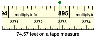 74.57 feet on a tape measure