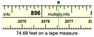 74.69 feet on a tape measure