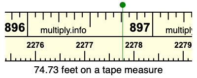 74.73 feet on a tape measure