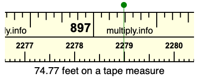 74.77 feet on a tape measure