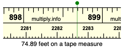 74.89 feet on a tape measure