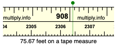 75.67 feet on a tape measure