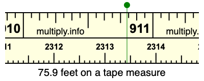 75.9 feet on a tape measure