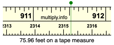 75.96 feet on a tape measure