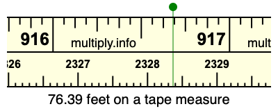 76.39 feet on a tape measure